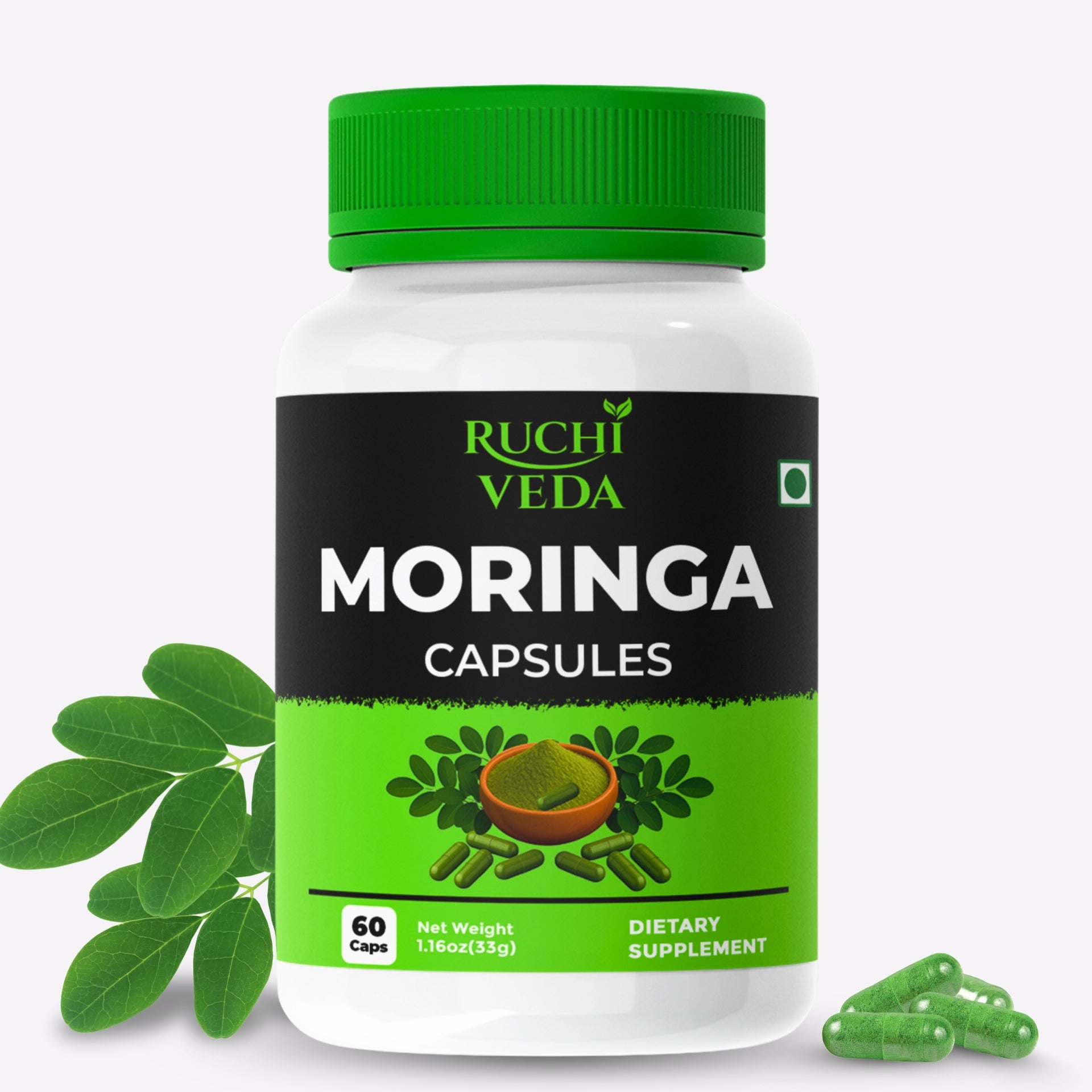 Ruchi Veda Moringa Capsules (60 Count) | Dietary Supplement