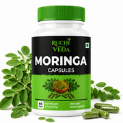 Ruchi Veda Moringa Capsules 1100mg Per Serving — Moringa Oleifera Supplement for Clean Natural Energy, Focus & Daily Wellness - Plant Based, Non GMO, Lab Tested Vegan Capsules - 60 Count