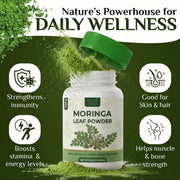 Moringa Leaf Powder 8.46 oz – Raw, Sun-Dried, Vegan Superfood | Naturally Rich in Nutrients for Everyday Health