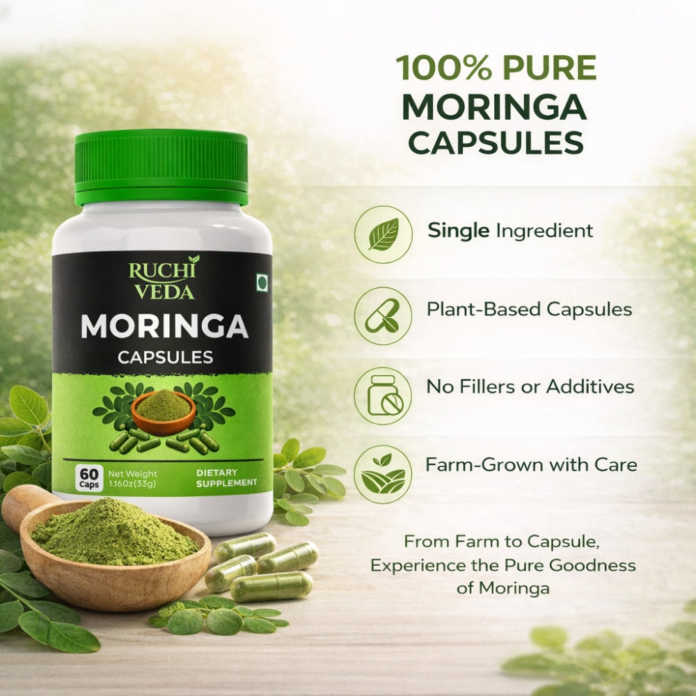 Ruchi Veda Moringa Capsules (60 Count) | Dietary Supplement