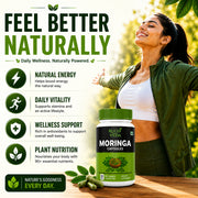 Ruchi Veda Moringa Capsules 1100mg Per Serving — Moringa Oleifera Supplement for Clean Natural Energy, Focus & Daily Wellness - Plant Based, Non GMO, Lab Tested Vegan Capsules - 60 Count