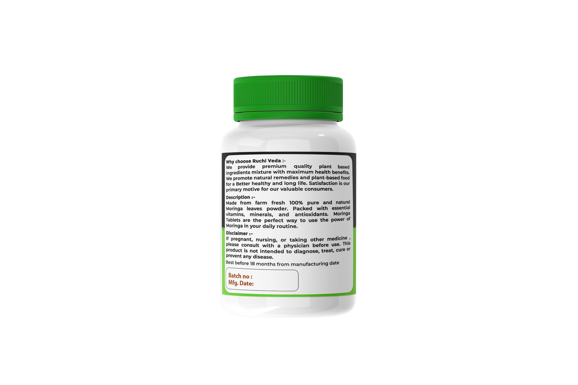 Ruchi Veda Moringa Capsules (60 Count) | Dietary Supplement