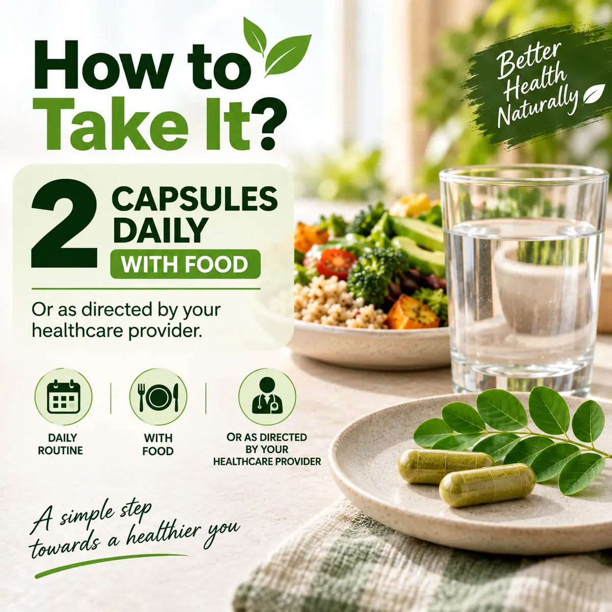 Moringa Capsules 1100mg | Farmer-Owned Moringa Oleifera | Vegan, Non-GMO | 60 Count